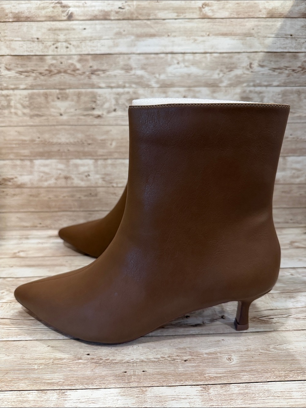 Journee Collection Brown Pointed-Toe Kitten Heel Ankle Boots 11M NEW - Picture 6 of 9
